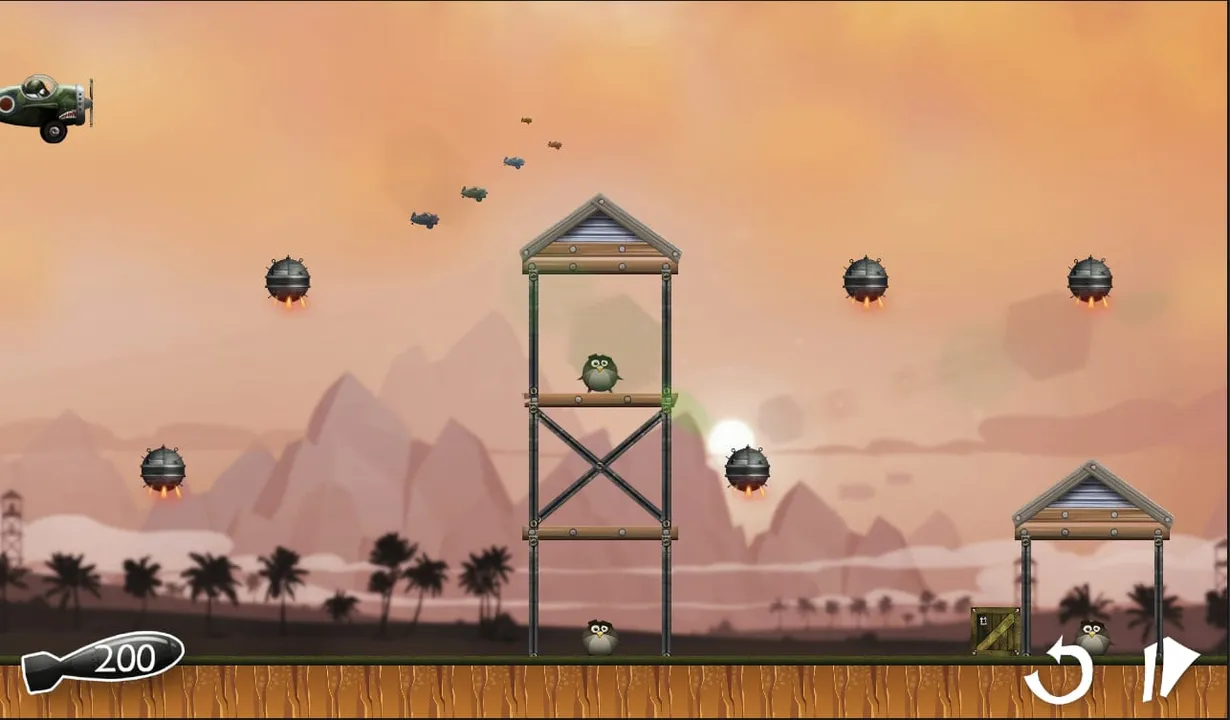 Baa Baa Bomber comedic mobile game screenshot showing sheep character and pigeon targets